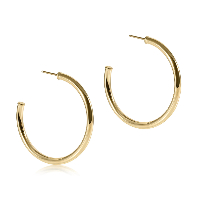 Round Gold Post Hoop – 3mm – The Bronze Lady