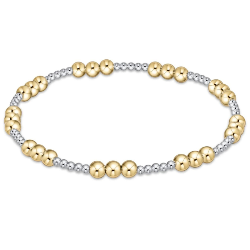 Classic Joy Pattern 4mm Bead Bracelet – Mixed Metal – The Bronze Lady